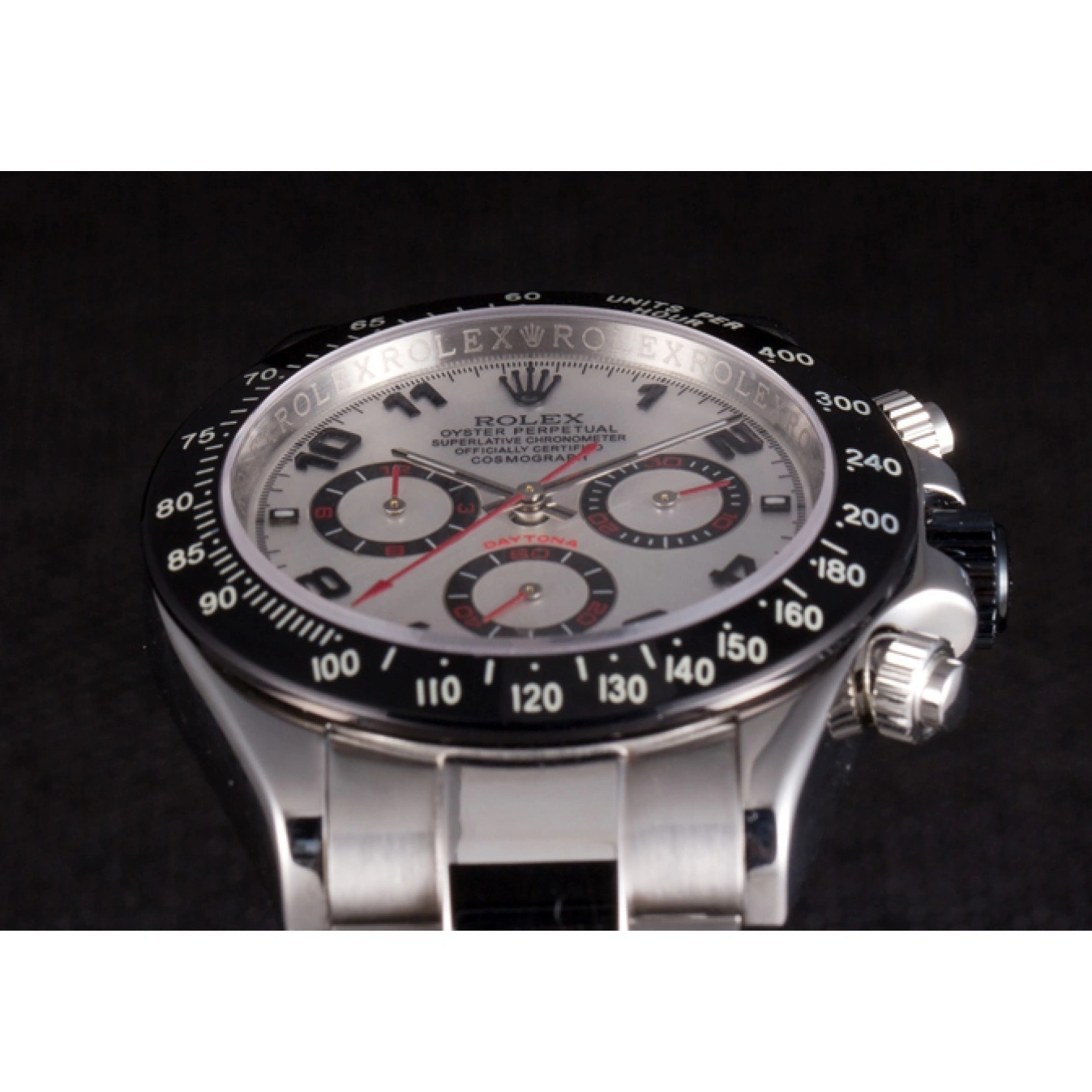 Rolex copies cheap Daytona Enameled Steel Dial Black Silver Rolex Stainless 1015